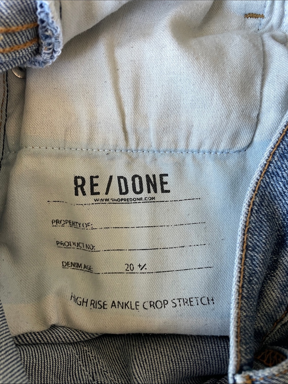 RE/DONE High Rise Ankle Crop Mid 70's Size 25 Denim Casual - Picture 8 of 11